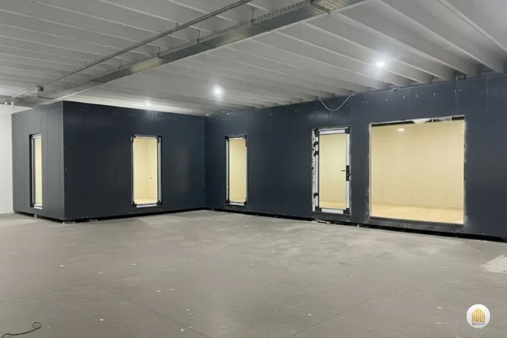 Łączenie kontenerów modułowych w duże obiekty biurowe i mieszkalne