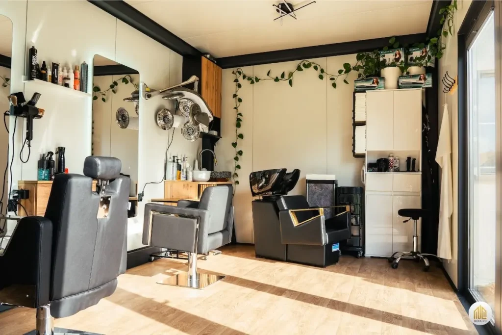 Kontener usługowy przystosowany pod salon fryzjerski gotowe rozwiązanie biznesowe