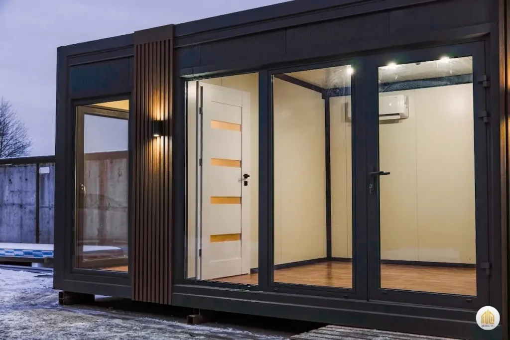 Nowoczesne biuro z kontenera modułowego, realizacja dla biznesu