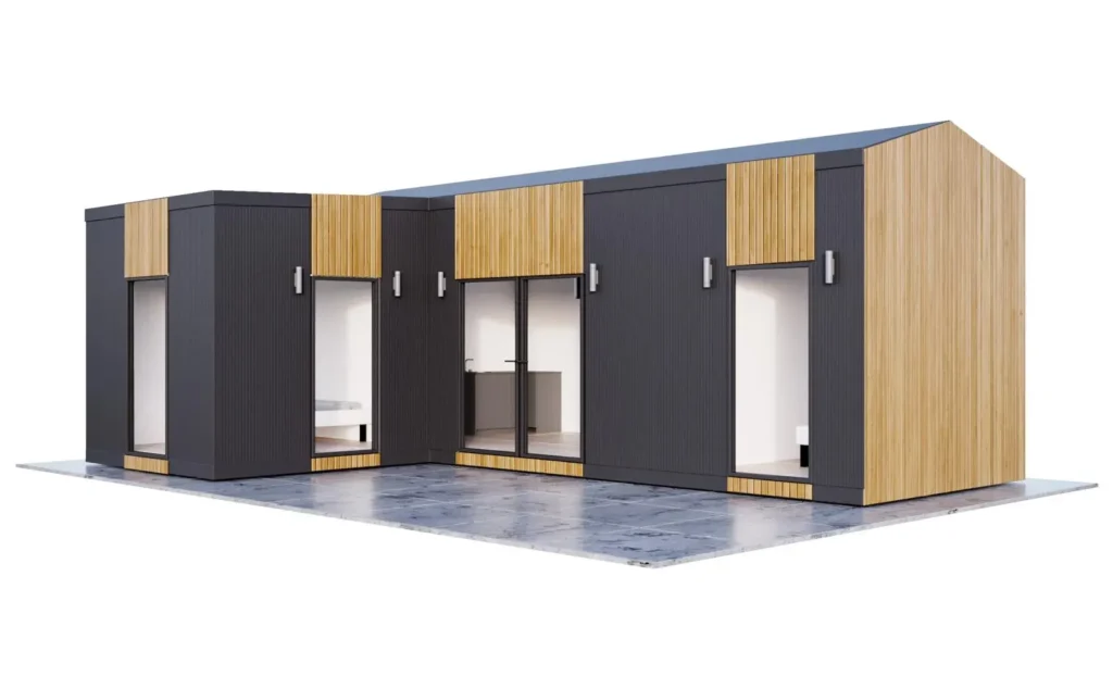 MODUVIA – kontener mieszkalny 36 m2 w kształcie litery L, MODUVO